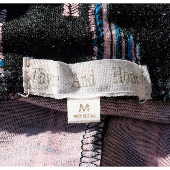 Thyme & Honey Gray Pink Print Pull On Fold Over Waist Comfy Modest Maxi Skirt M - Picture 4 of 4